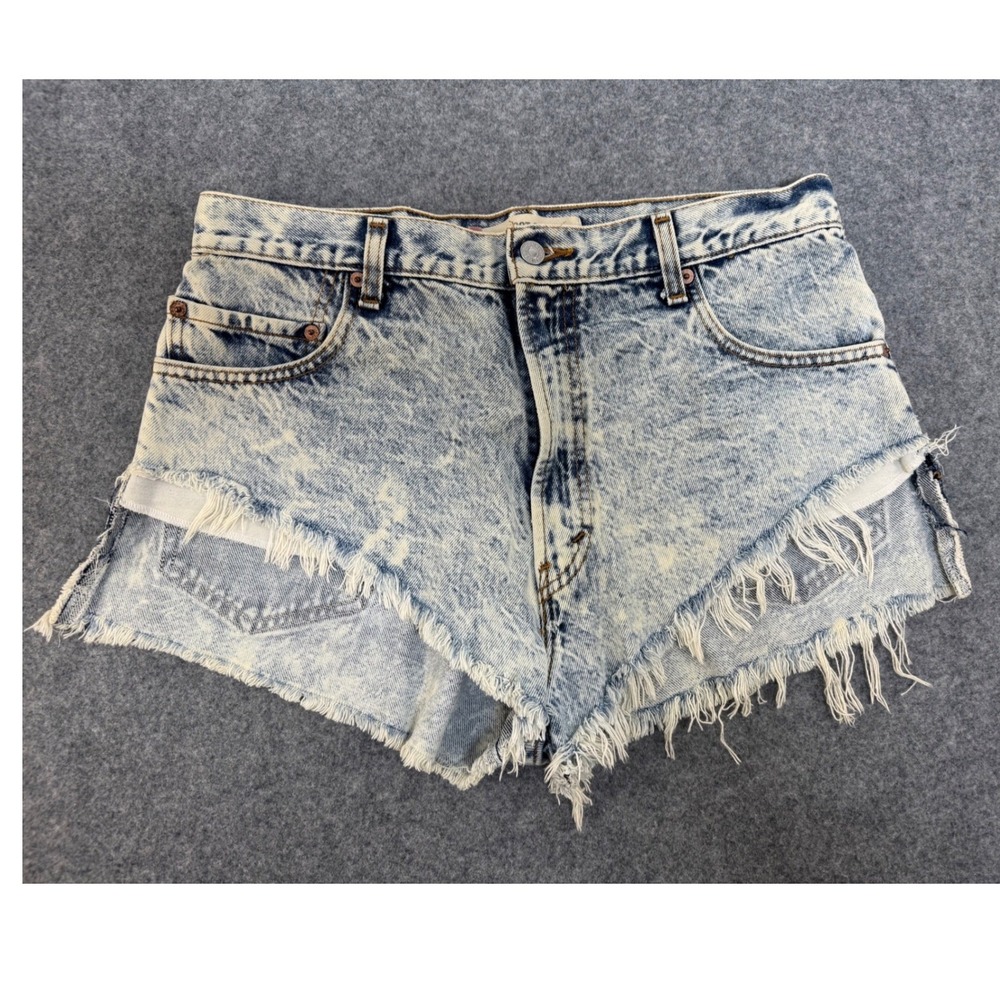 Vintage Levi Strauss Co 517 Boot Cut Acid Wash Denim Jean Shorts W34